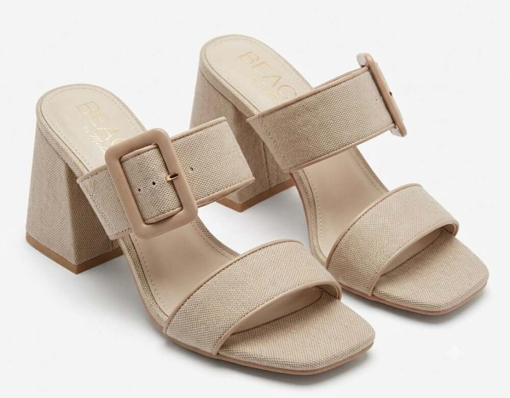 Beach by Matisse Lucy Block Heel Slide Sandals in Sand - NEW